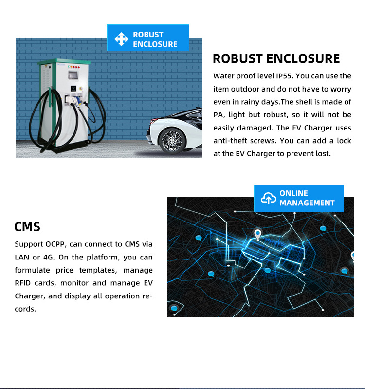 Bluesky 82kw Dc Ev Charger Floor-mounted Ccs Chademo Fast Charging Ev Station Commercial With Ocpp Function