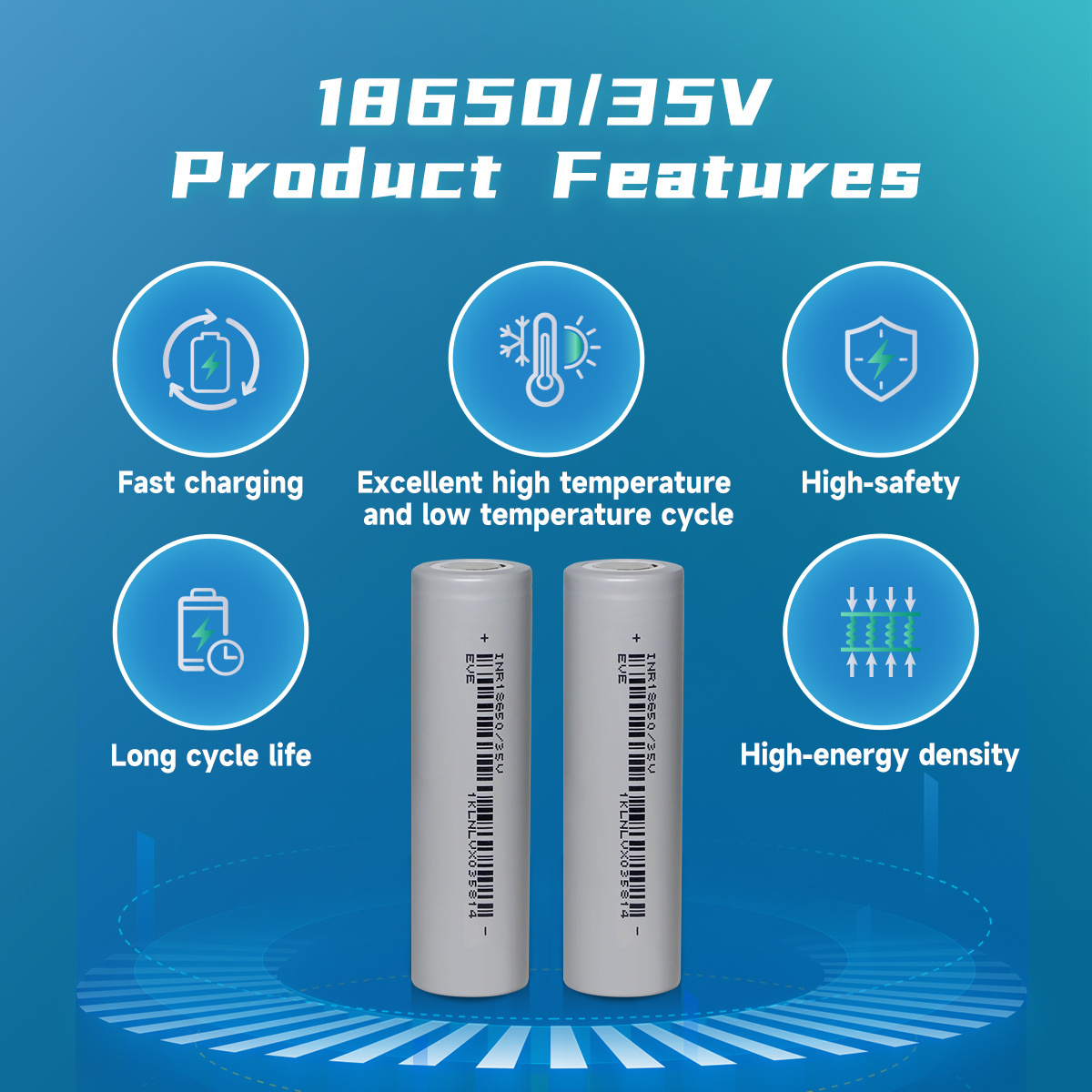 EVE 18650 35V battery rechargeable battery lithium cell li-ion bateria 3.6V 3000mah high capacity battery 18650 3500mah