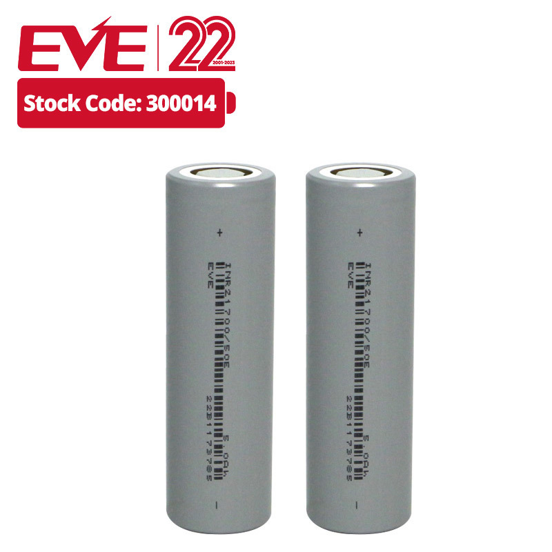 EVE	21700 3.6V 5000mah 3.7V lifepo4 21700 li ion battery 72v battery pack 18650 2600mah 21700 50E E-bike