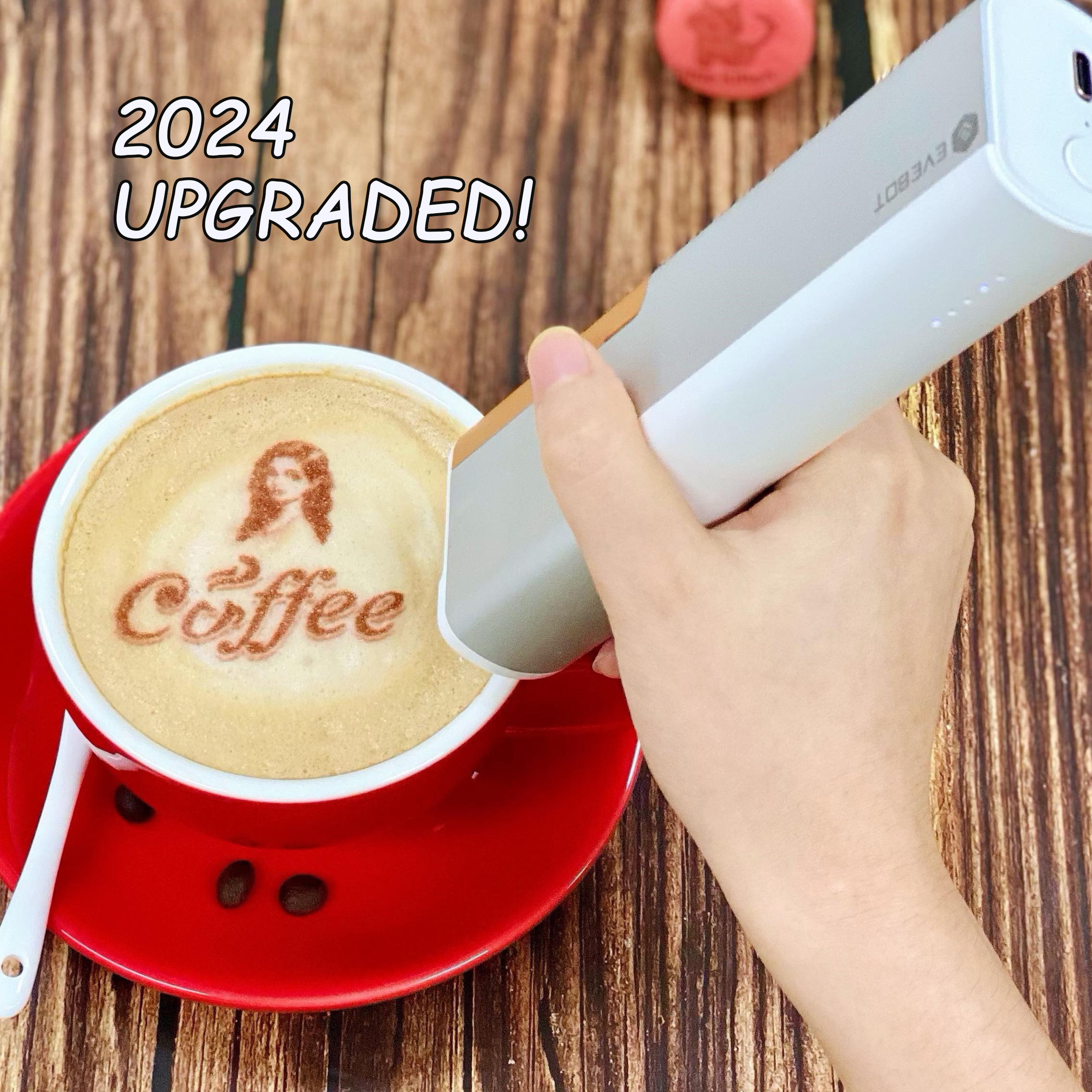 2024 Upgraded! EVEBOT PrintPen Innovation Bluetooth Food Inkjet Printer Handheld Printer Decoration Machine Coffee foam printer