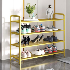 Shoe rack 4 Tier free standing shelf organizer for entryway and for front door entrance metal stand for dorm garage bedroom