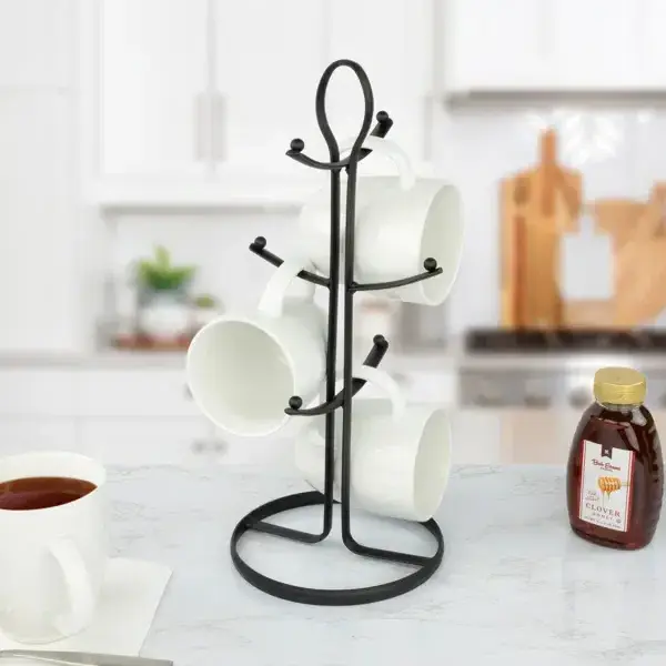 Modern Coffee Mug Tree Holder Cup Rack with Hooks for Kitchen Organizer and Storage Mug and Cup Display Hanger