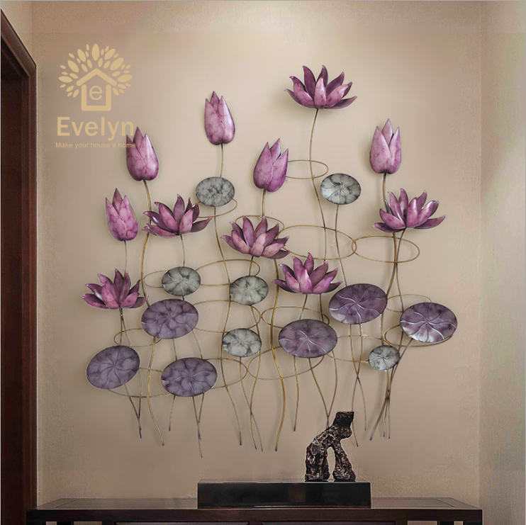 Modern Style wall art 3D Lotus Flower On Metal Artwork home interior decor Sculpture Craft