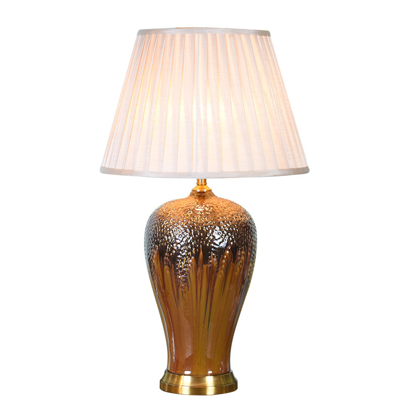 Direct sale antique glazed textured restaurant desk light hotel ceramic table lamp