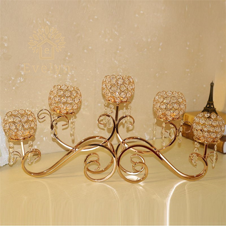 Large wedding table centerpiece 5 arms hurriance glass candle holders