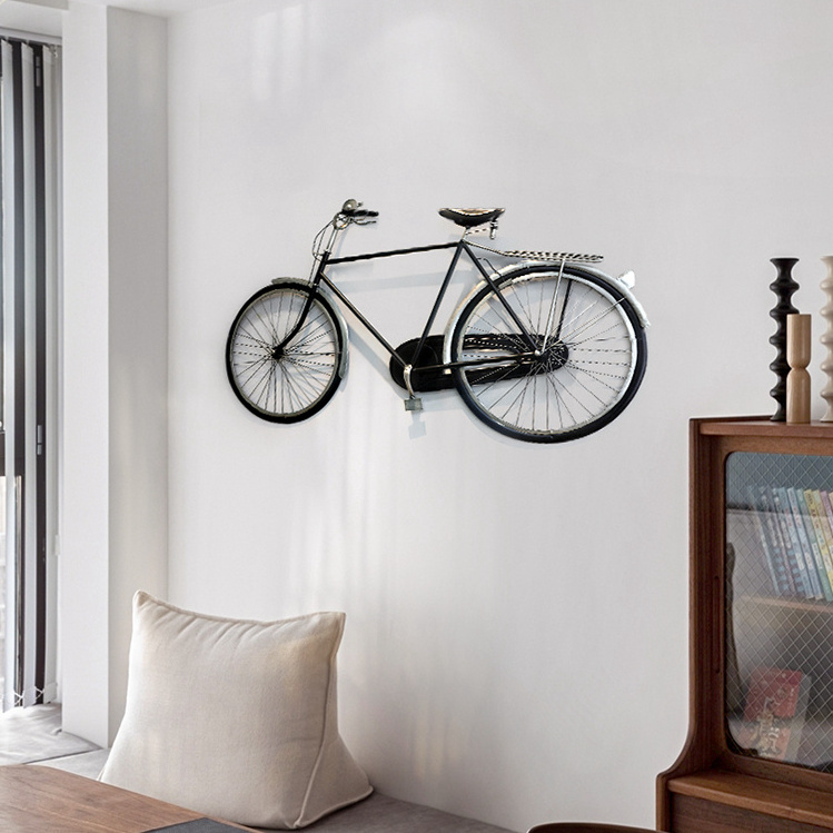 Country Style Home Hotel Creative Decoration 3D Bicycle Shape Iron Wall Art Decor