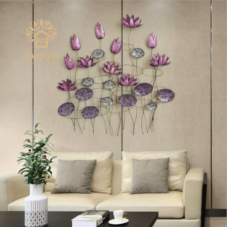 Modern Style wall art 3D Lotus Flower On Metal Artwork home interior decor Sculpture Craft