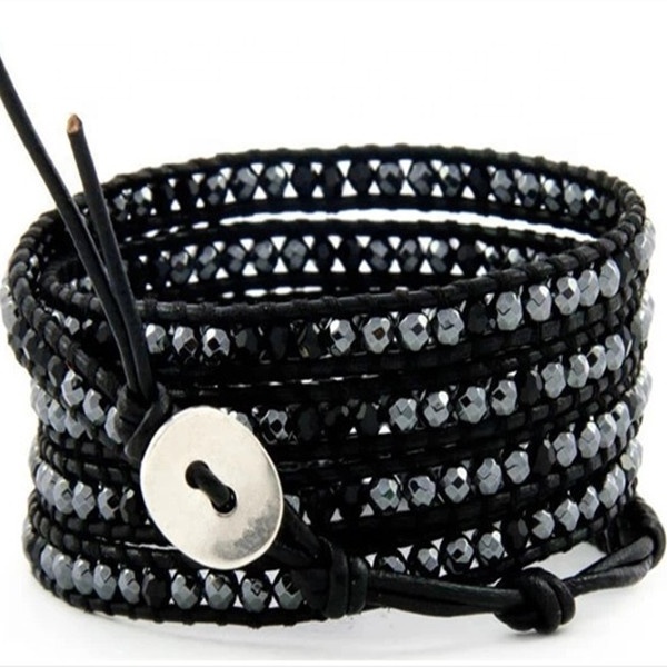 Wholesale Fashion Handmade Boho Jewelry Black Nature Stone Bead Bracelets Jewelry