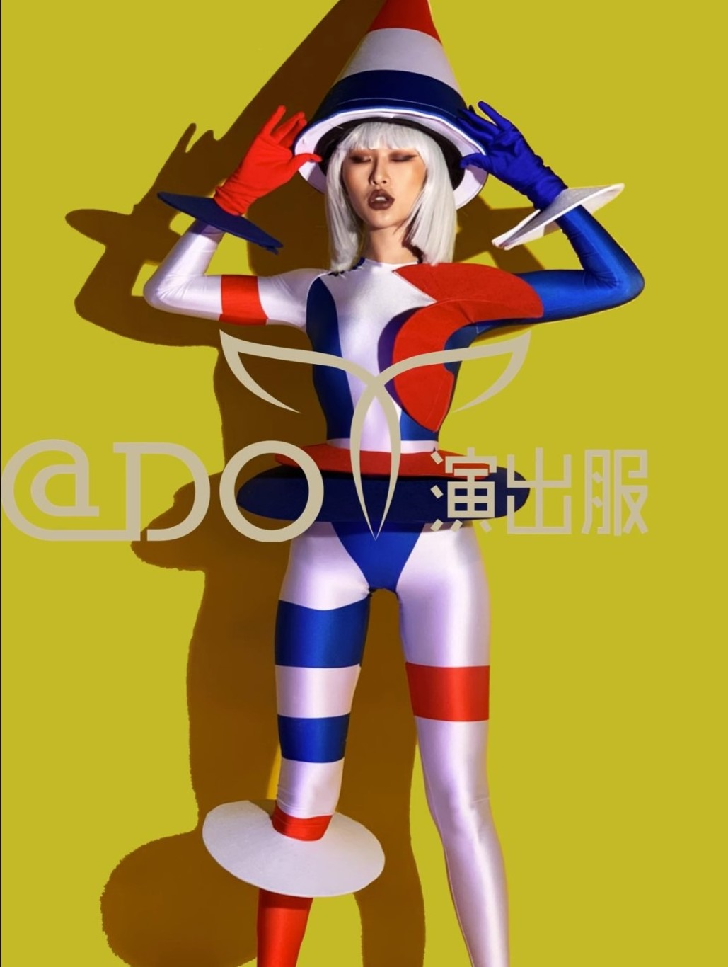 Cute Geometry Clown Halloween Show Carnival Party Costume Float Parade Festival Outfit Women Bodysuit Stage Performance Jumpsuit