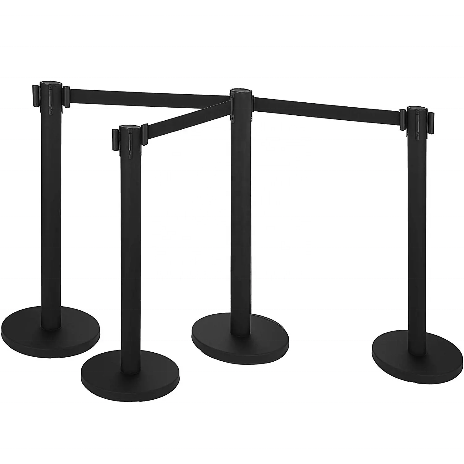 Wholesale Black Aluminium Crowd Control Barrier Stanchion with Retractable Belt for Sale