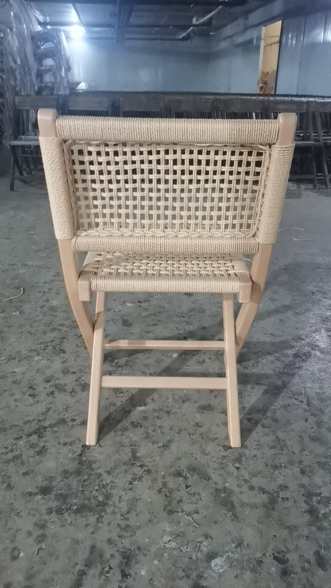 factory wedding solid wood foldable rope woven seat back cane rattan folding dining chair