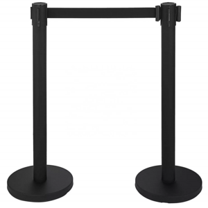 Wholesale Black Aluminium Crowd Control Barrier Stanchion with Retractable Belt for Sale