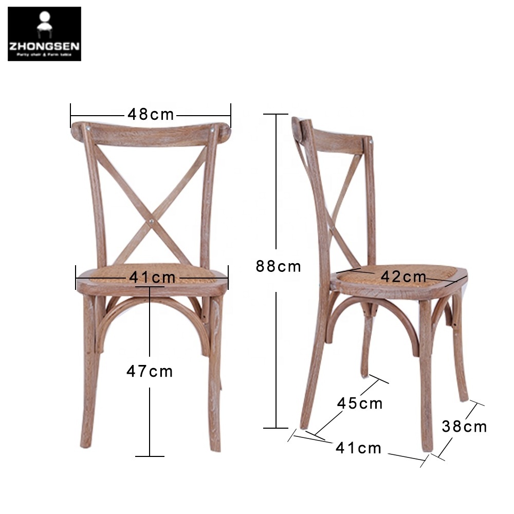 Rental Rattan Cushion Cross Back Chairs for Garden Dining