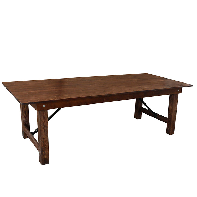 solid pine wood folding round rectangular dining event farm table