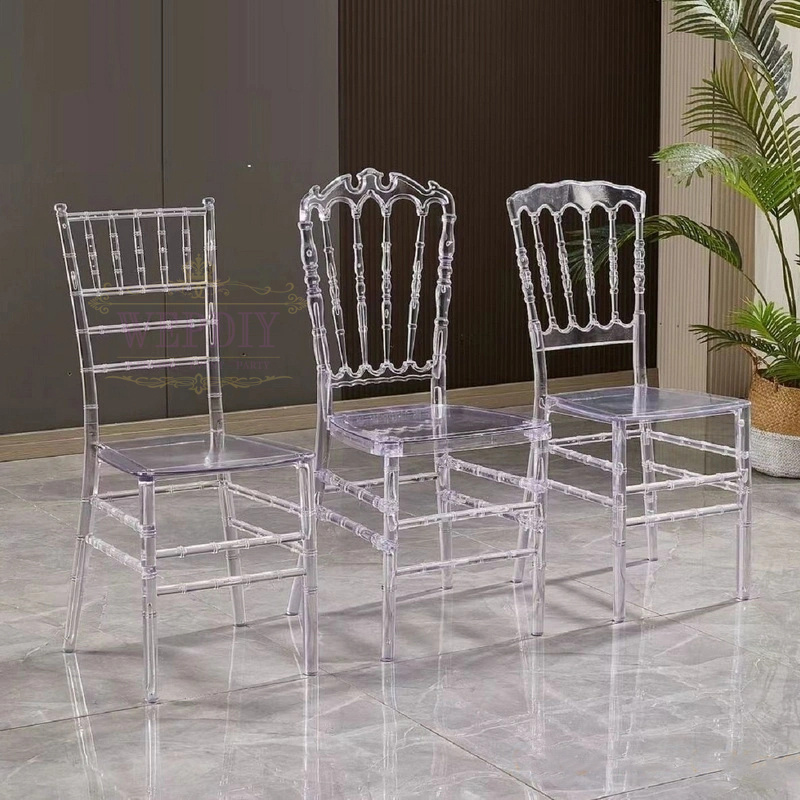 Cheap Event Chairs Wedding Decoration Clear Plastic Chairs Golden Wedding Party Stackable Acrylic Chairs