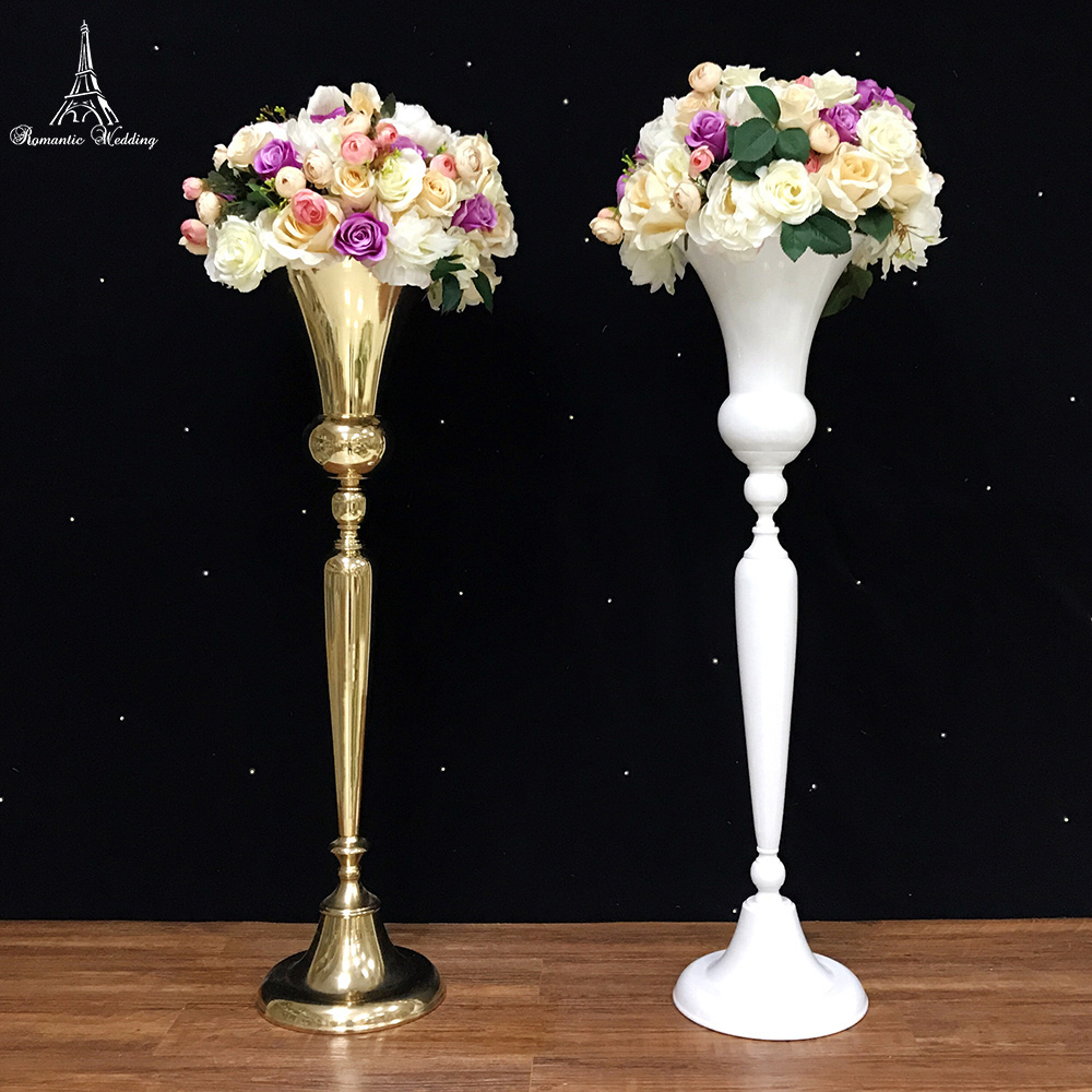 6pcs/bag 38 inches Tall Silver Gold Plating Metal Flower Vase Table Centerpiece for Wedding Event Decoration Modern Home Decor