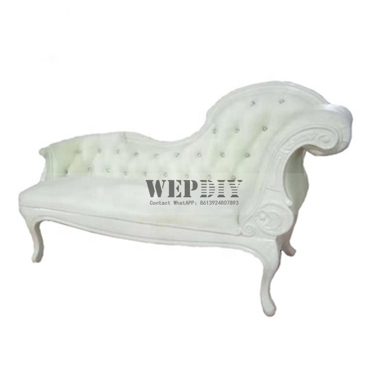 European style solid wood carved double seat high back chaise sofa bride and groom wedding sofa