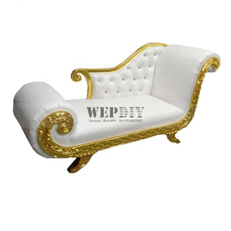 European style solid wood carved double seat high back chaise sofa bride and groom wedding sofa