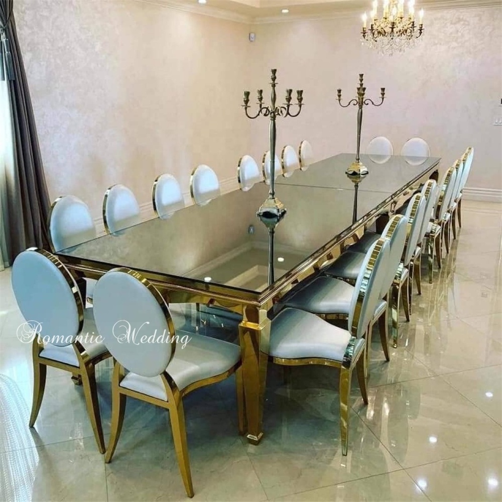 Popular wedding scene layout Stainless steel banquet table wedding table party table and chair