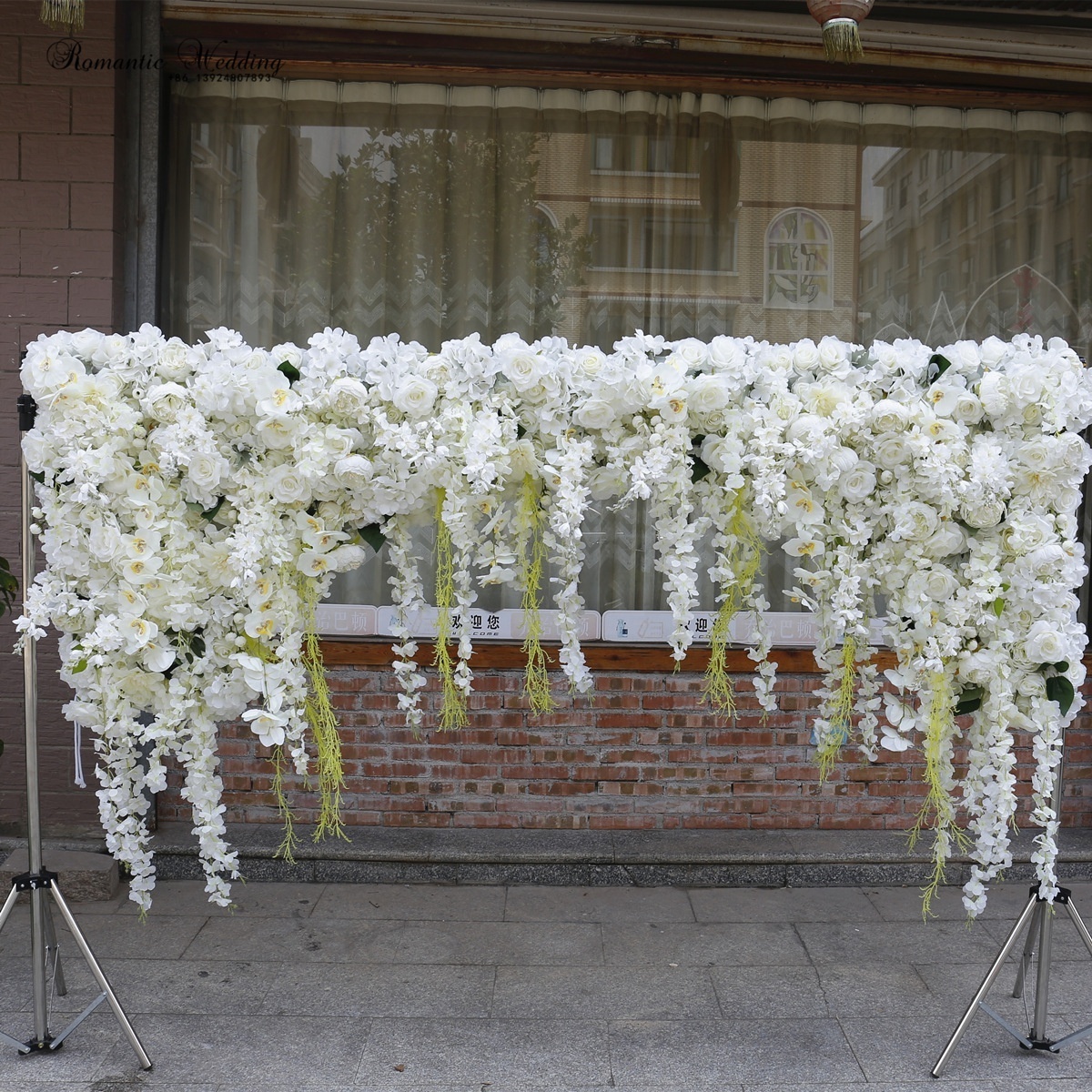 Custom Wedding Decor Flower Wall Artificial White Rose Floral Panel Flower Wall Backdrop for arch decoration