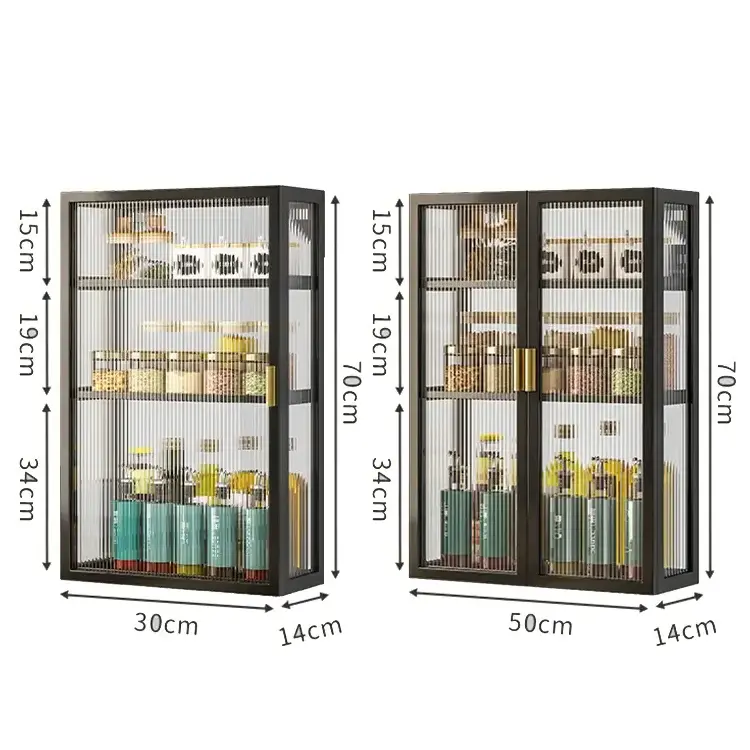 Kitchen Shelf Wall Mounted Multi-Layer Dust-Proof Spice Holders & Racks Display Shelf for Kitchen Cabinet Organizer