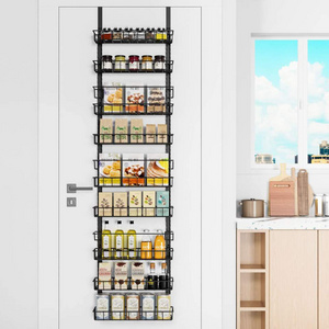 Over the Door Pantry Organizer Rack with 9 Adjustable Baskets, 9 Tiers Dual-use Spice Rack- Hanging or Wall Mount Spice Rack