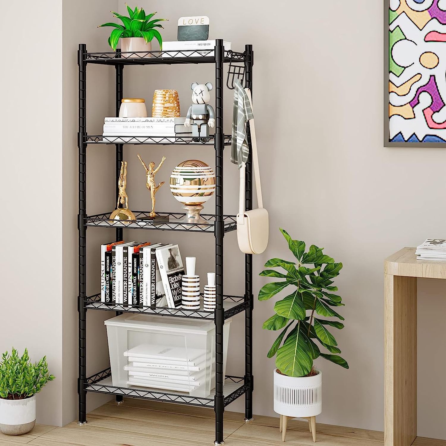 Shelf 5 Wier Metal Storage Rack Shelving Unit Organizer for Kitchen Laundry Garage Bathroom Pantry Closet Office