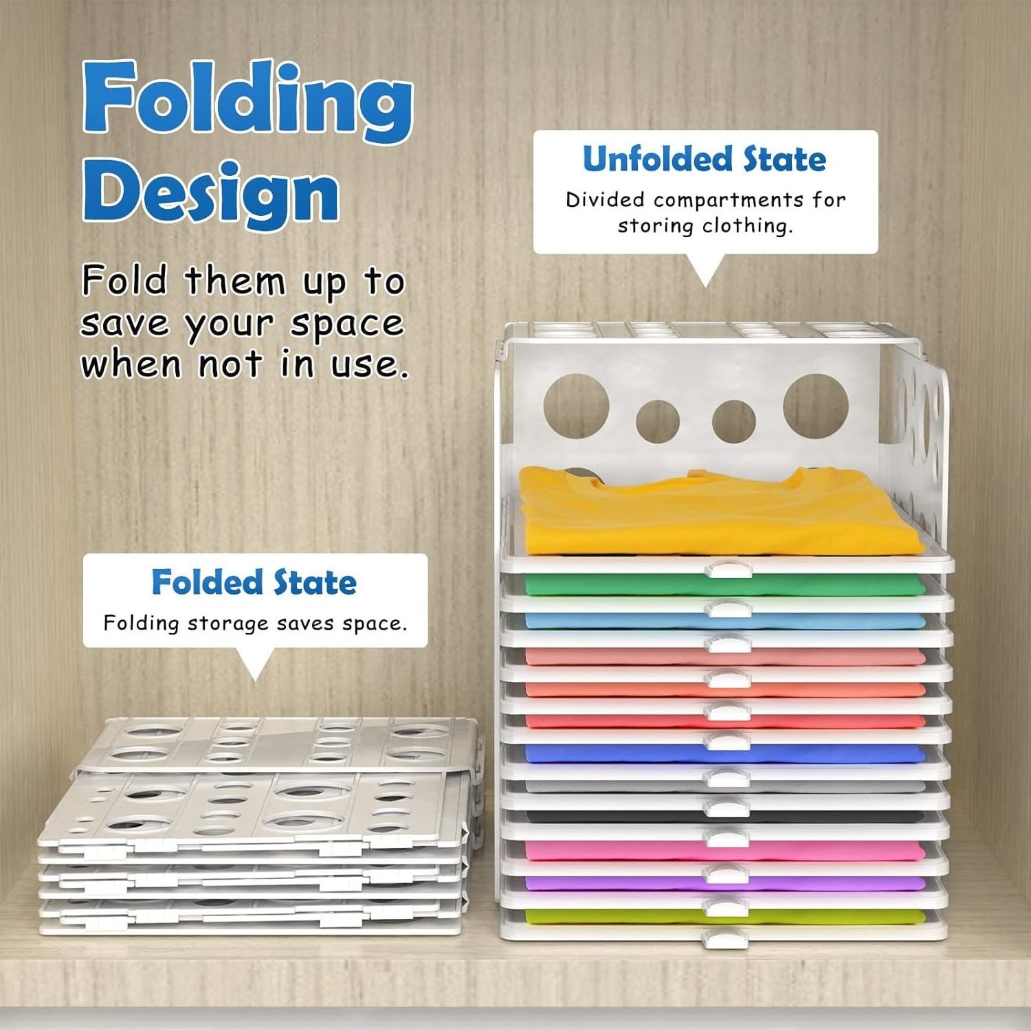 Tshirt Organizer Stack Easily Closet Organizers and Storage Easy to Assemble Clothes Folder Sturdiness Stackable Storage Bins