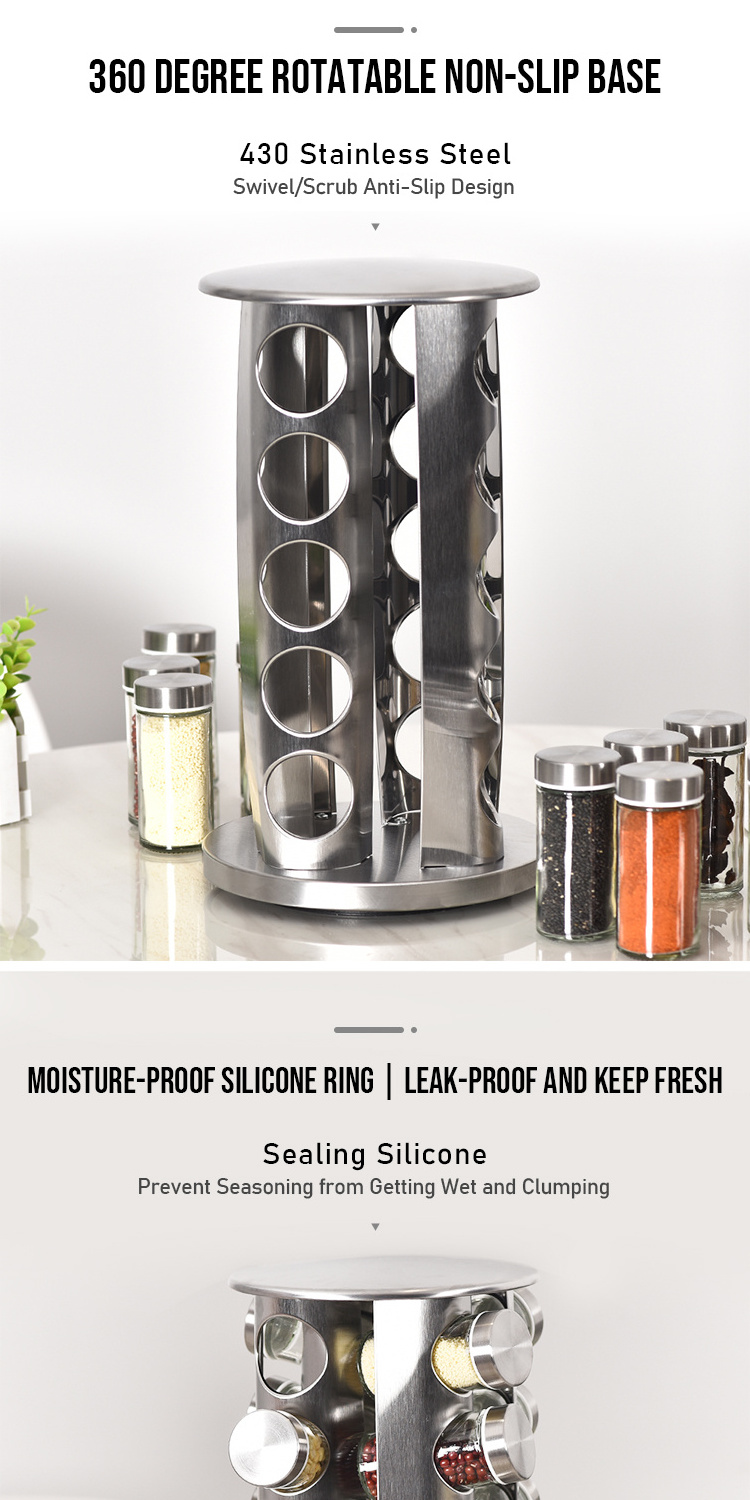 Revolving Spice Rack Set Lazy Susan Rotating SpiceJars Seasoning Organizer Kitchen Spice Tower Organizer