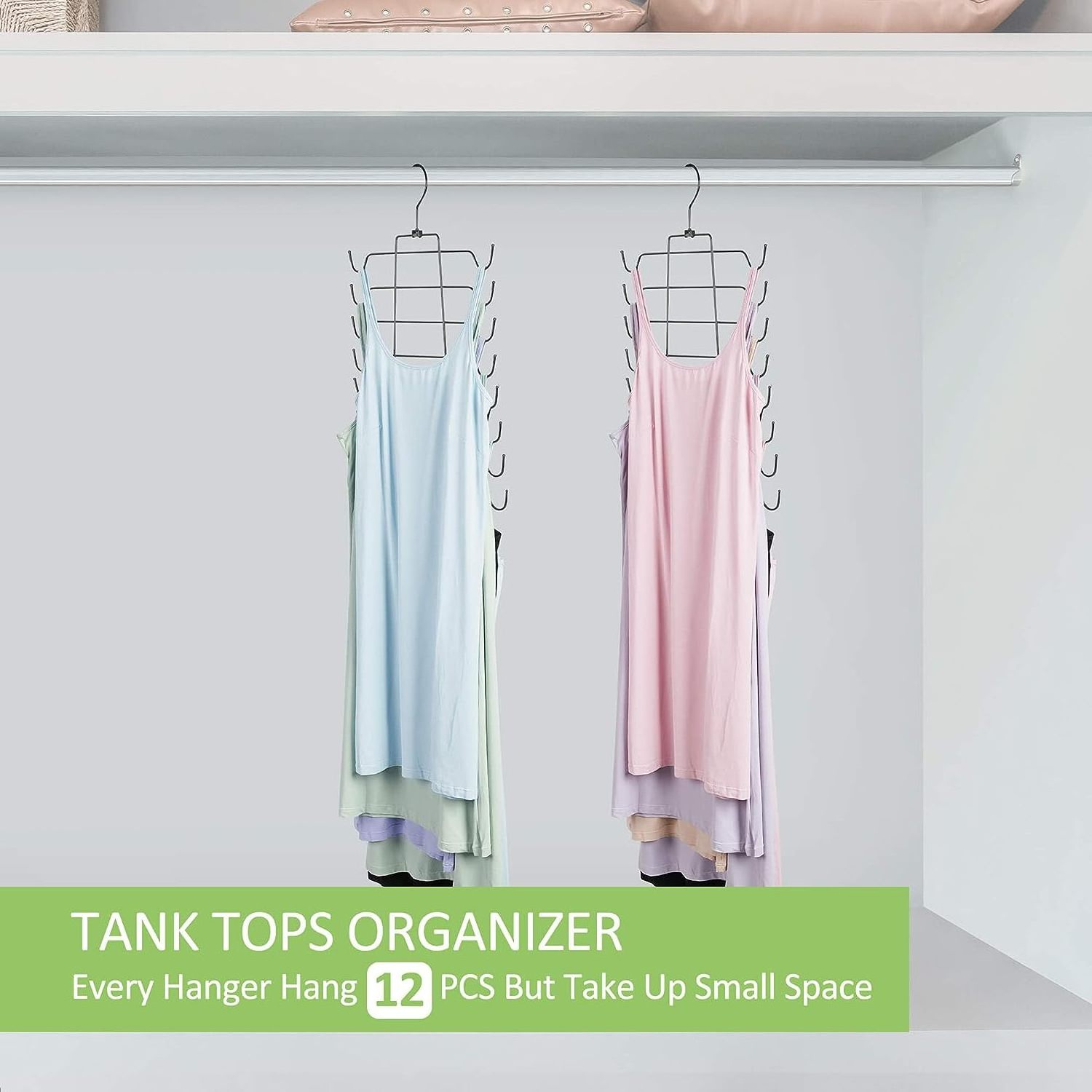 Tank Top Hangers 4 Pack Bra Organizer for Closet Hanging Closet Organizers and Storage Space Saver Storage for Camisoles Tank