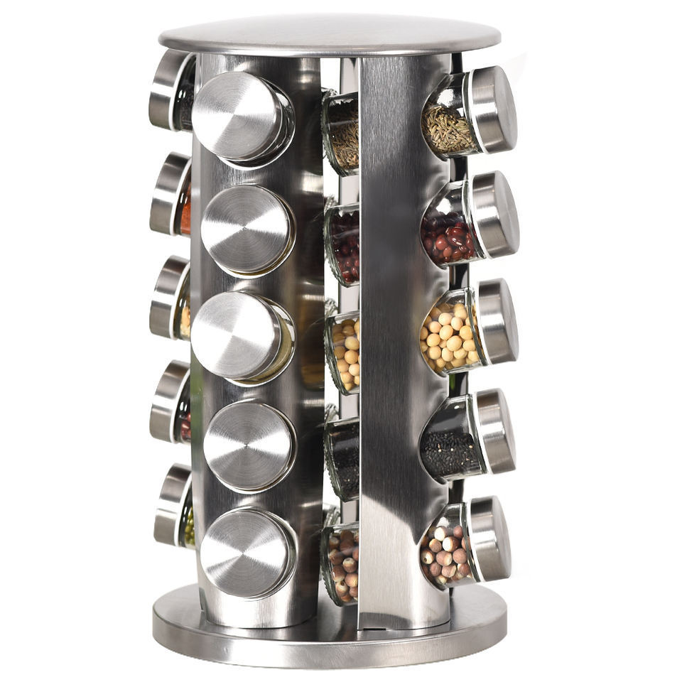 Revolving Spice Rack Set Lazy Susan Rotating SpiceJars Seasoning Organizer Kitchen Spice Tower Organizer