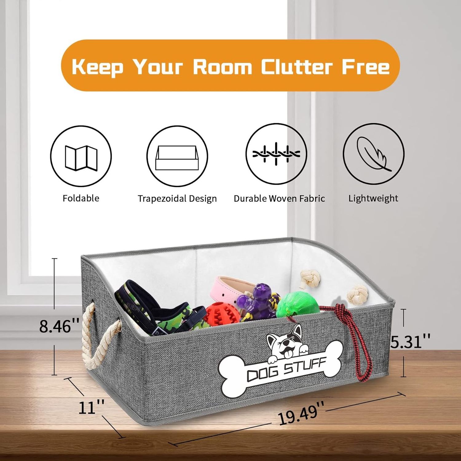 Foldable Pet Toys Organizer Felt Storage Bin For Dogs Cats Organizer Pack