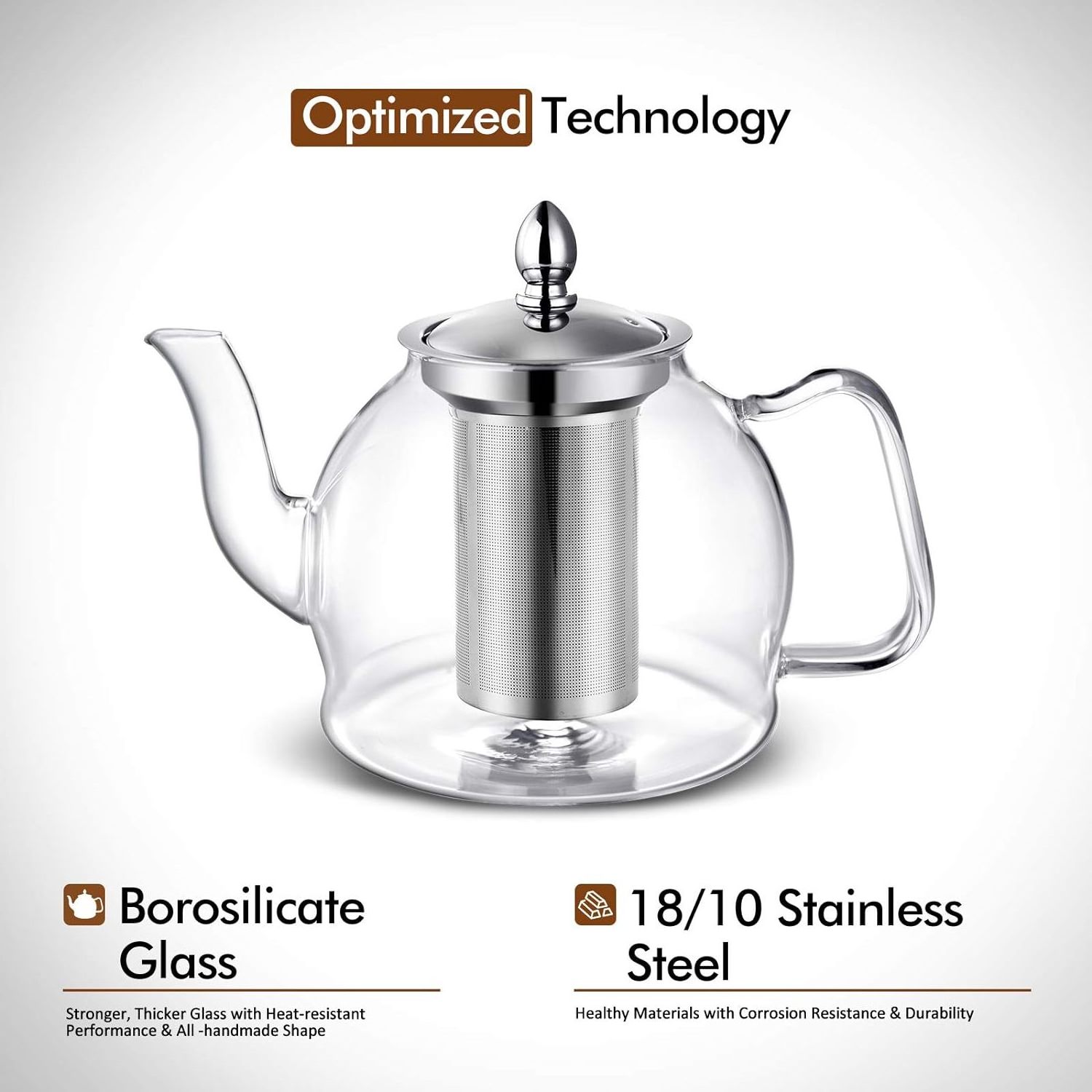 Glass Teapot with Removable Infuser Stovetop Safe Tea Kettle Blooming and Loose Leaf Tea Maker Set