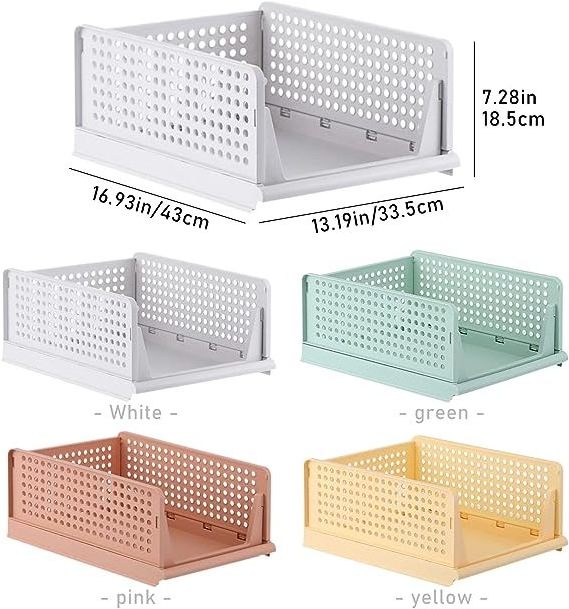 New Folding Closet Organizers Storage Box Stackable Plastic Drawer Basket for Clothing