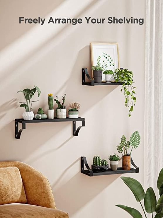 Floating Shelves Wall Mounted Rustic Wood Wall Shelves for Bedroom Bathroom Living Room Kitchen Laundry Room Storage