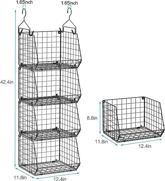 Foldable Closet Organizer Clothes Shelves Wall Mount Cabinet Wire Storage Basket Bins for Clothing Sweaters Shoes Handbags Clut