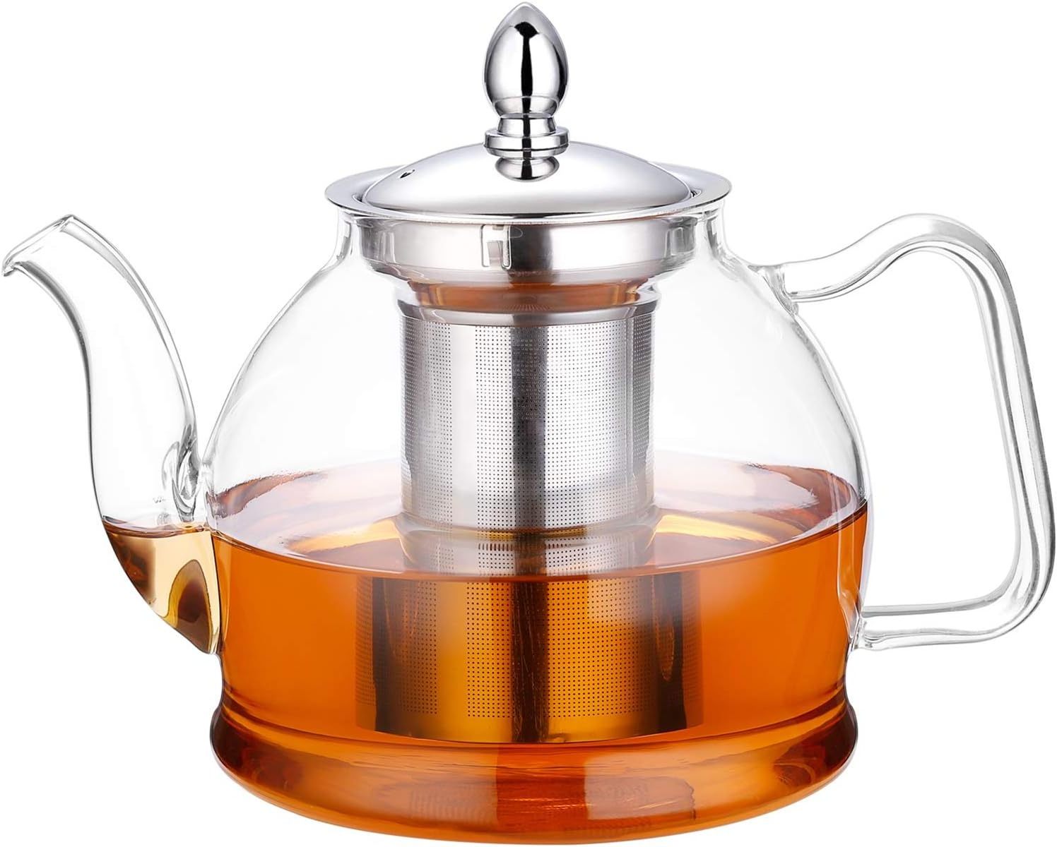 Glass Teapot with Removable Infuser Stovetop Safe Tea Kettle Blooming and Loose Leaf Tea Maker Set