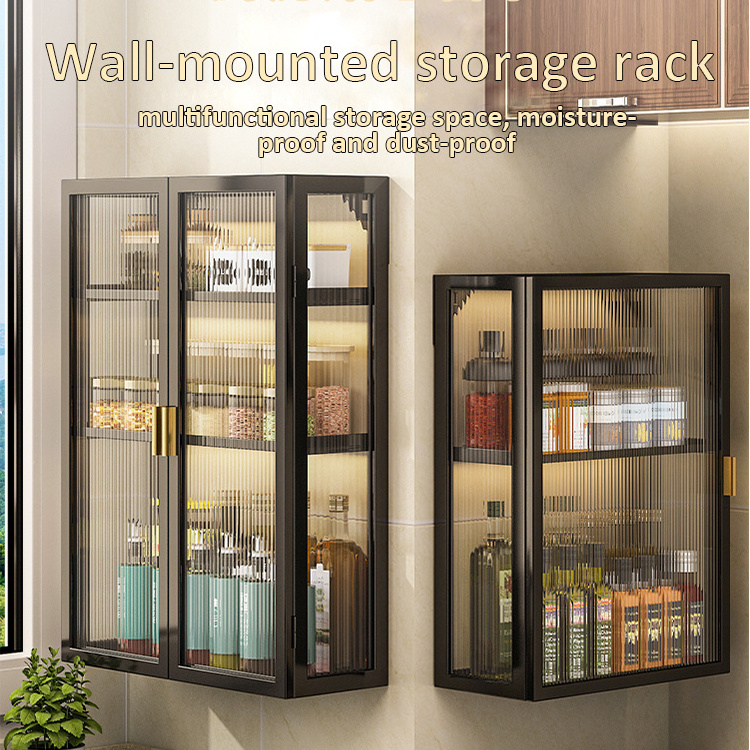 Kitchen Shelf Wall Mounted Multi-Layer Dust-Proof Spice Holders & Racks Display Shelf for Kitchen Cabinet Organizer