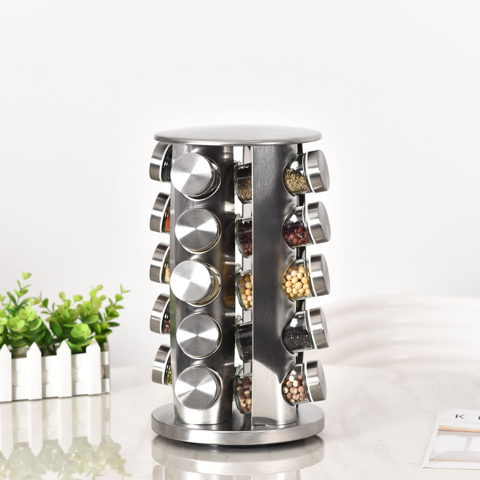 Revolving Spice Rack Set Lazy Susan Rotating SpiceJars Seasoning Organizer Kitchen Spice Tower Organizer