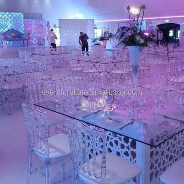 glass top table for wedding and party