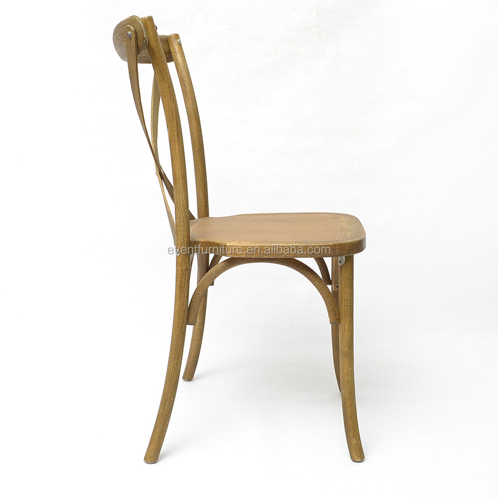 French style rustic solid wood cross back chair