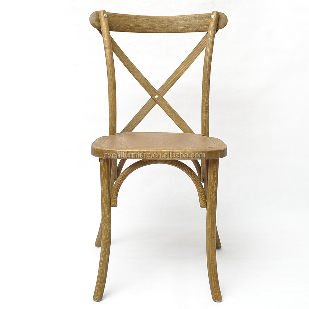 French style rustic solid wood cross back chair