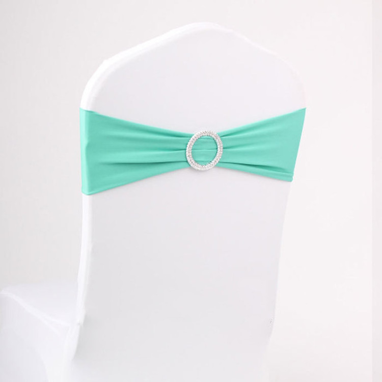 Gold Elastic Spandex Bow Knot Chair Bands Sashes With Buckle For Banquet Party Home Wedding