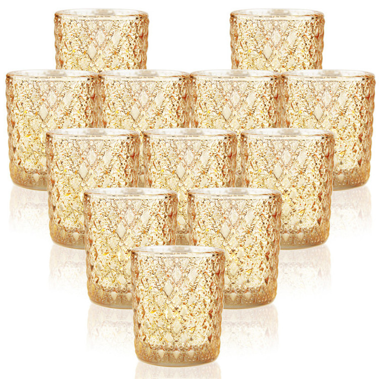 Gold Glass Candlestick 12pcs/Set Votive Meditation Candle Holders Tea Lights Candle Holder For Home Weddings Party Decoration