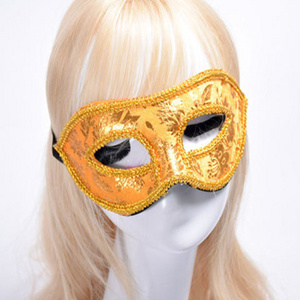 Halloween Christmas Face Mask Masquerade Eye Pack Print Cloth With Gold Edge Party Mask