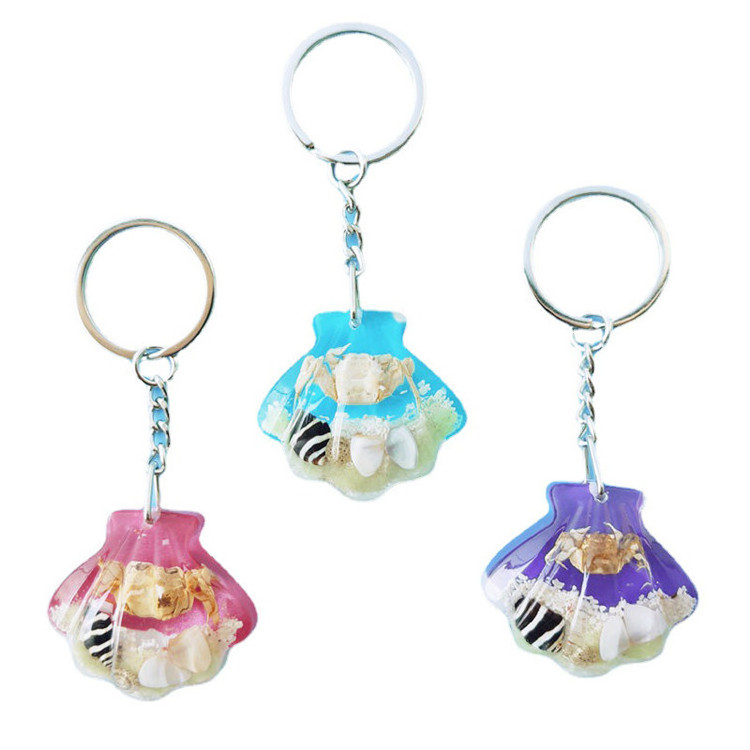 Wholesale Glue Resin Hawaii Sea Shell Car Keychain Luminous Starfish Pendant Accessories Gift For Girls