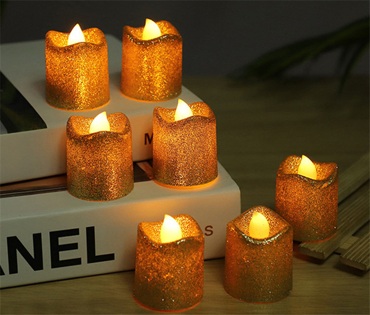 Light Glitter Flameless 3D Candle Wick Flickering Battery Candles For Christmas Party Decoration