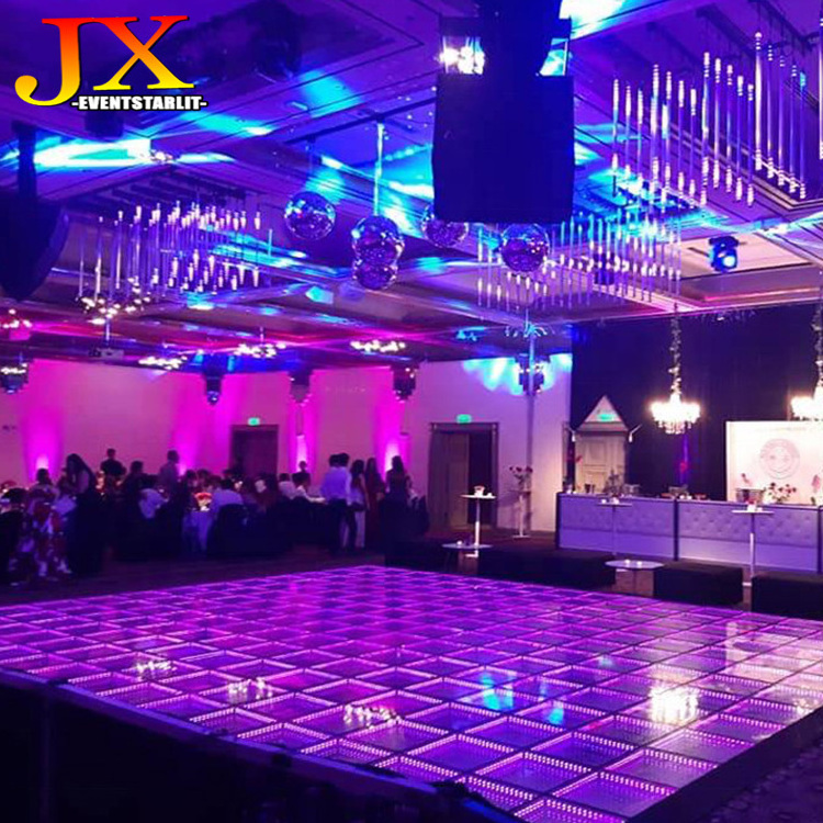 Wedding Disco Night Club Color Changing Interactive Magnetic Glass 3D Infinity Mirror Led Light 16 x 16 Dance Floor Panel Tile