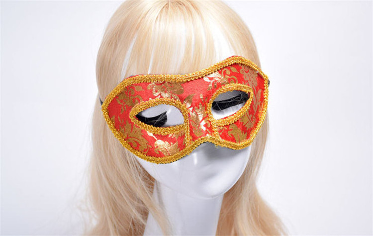 Halloween Christmas Face Mask Masquerade Eye Pack Print Cloth With Gold Edge Party Mask