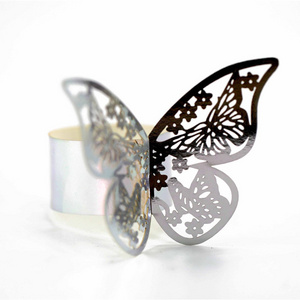 Laser Cut Towel Buckle Decorative Glitter Paper Butterfly Napkin Rings For Wedding Banquet Dinner Table Decor